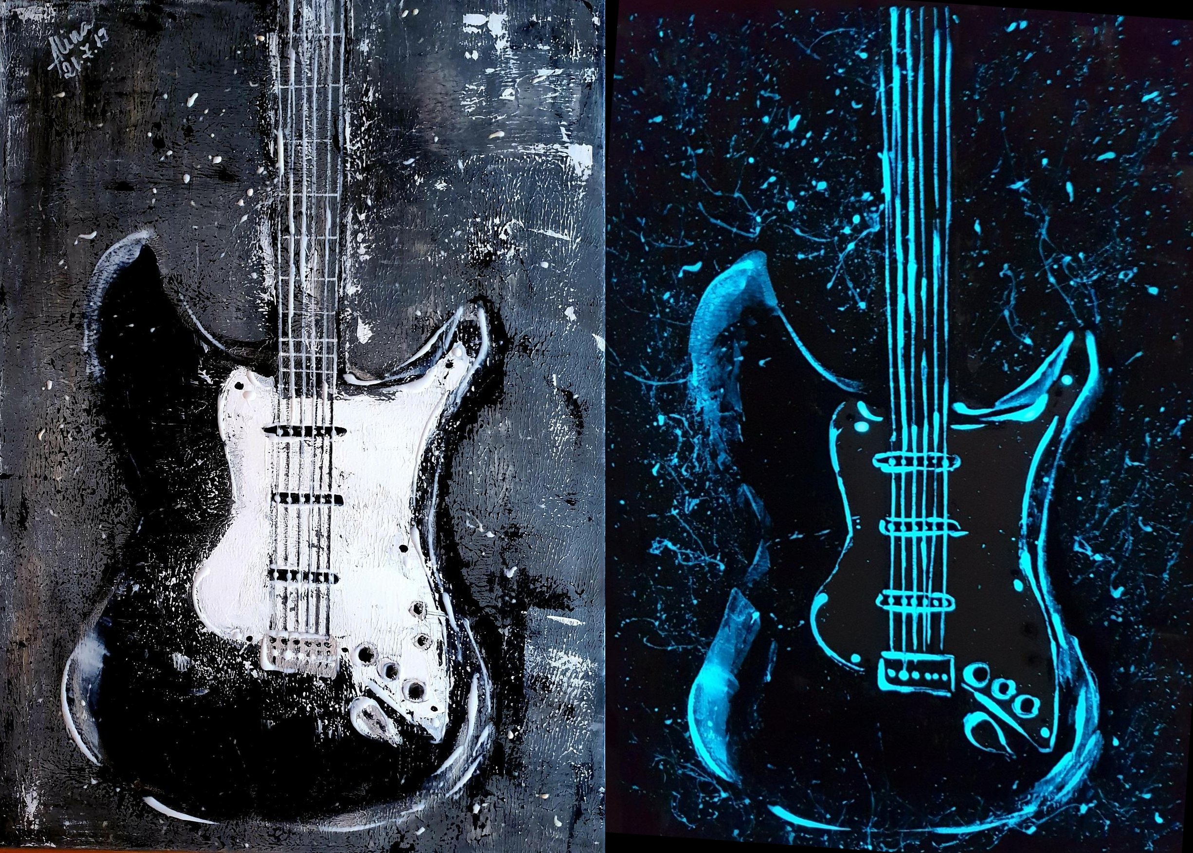 ArteDiAlina.com painting: Black and White strings 2